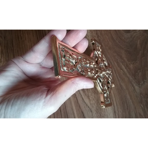 Vintage Jeweled Celtic Cross Pewter Goldtone Finish 7.75" - Picture 5 of 9